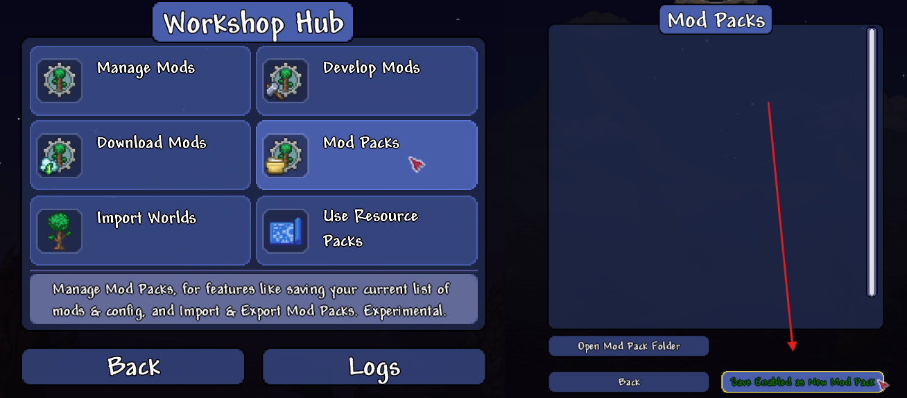 วิธีลง mod tModLoader ใน Realms.in.th 2 modpack